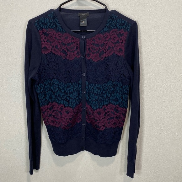 Ann Taylor lace front cardigan sweater - Picture 1 of 6